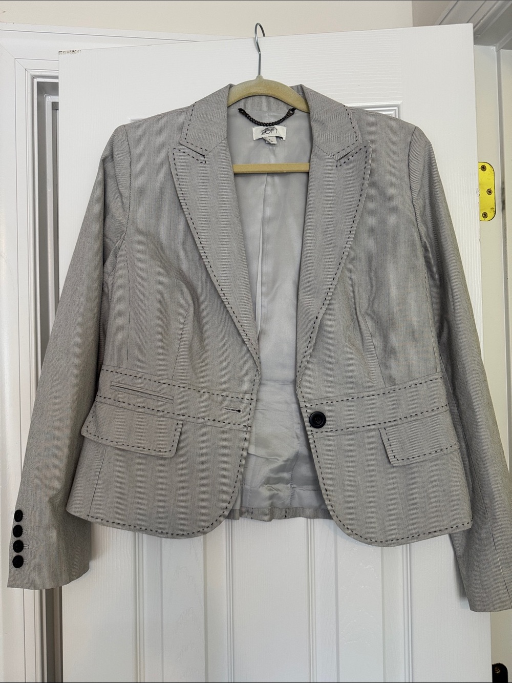 LOFT Light Gray Women's Notched Lapel Blazer